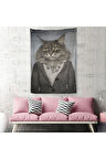 Kedi Kafalı İnsan Duvar Örtüsü - Halısı -4985