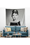 Audrey Hepburn'ün Siyah Bayaz Kanvas Duvar Örtüsü-Halısı-5071