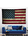 Amerika Birleşik Devletleri Bayrağı Rustik Kanvas Duvar Örtüsü-Halısı-5412