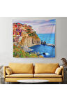 Manarola Cinque Terre İtalya Manzaralı Kanvas Duvar Örtüsü-Halısı-5864