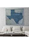 Amerika Teksas Haritası Kanvas Duvar Örtüsü-Halısı-5895