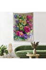 Renkli Çiçekler Duvar Örtüsü - Halısı-5993