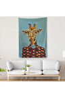 Sosyetik Zürafa Dekoratif Duvar Örtüsü - Halısı6131