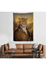 İnsan Kıyafetli Jaguar Dekoratif Duvar Örtüsü - Halısı-6331