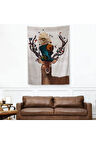 Sürreal Şapkalı Geyik Dekoratif Duvar Örtüsü-Halısı-6468