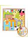 Renkli 15 Hayvanlı Geometrik Ahşap Puzzle