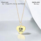 Yazın Enerjisini Taşıyan Kalp Motifli 14 Ayar Altın Plakalı Haziran Kolyesi