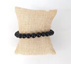 Siyah Oniks Doğal Taş Çakra Elastik Bileklik Unisex Yoga Enerji Bilezik Takı  