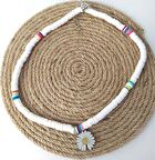 Beyaz Papatya Fimo Kolye Bijuteri Takı Aksesuar