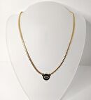 Kolye Göz Sembollü İtalyan Yassı Sembollü Taşlı Çelik 316 L Paslanmaz Çelik  Kolye 