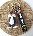 Anahtarlık Looney Tunes Sylvester Silikon Anahtarlık Çanta Süsü Karakter Figür Oyuncak Aksesuar Araba Süsü