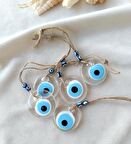 Nazar Boncuğu Saydam 5 Adet 4 Cm Şeffaf  Delikli İpli Kötü Göz Kovucu 