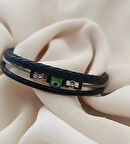 Bileklik Hakiki Deri Örgü Unisex 20 cm Cam Nazar Boncuklu Bilezik Takı Aksesuar                  