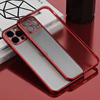 12 6.1Inç Renkli Kenar Şeffaf Kılıf Kamera Korumalı Kılıf-(5775)