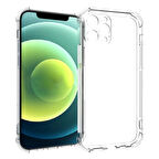 İphone 12 6.1 Anti-Drop Silikon Kılıf Kamera Korumalı Şeffaf Silikon Kılıf-(5775)