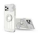 Ally 13 6.1Inç Kılıf Sürgülü Kamera Lens Korumalı Yüzük Standlı Silikon Kılıf-(5775)