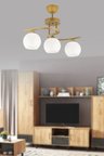 Hestia Modern 3lü eskitme gold beyaz camlı Avize
