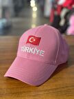 Türkiye Nakışlı Pembe Renk Pamuklu Cap Şapka