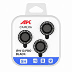 iPhone 13 Pro Uyumlu Kamera Lens Koruyucu – Siyah Taşlı (Black)