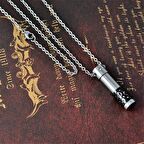 Dilek Kolyesi Ilaç, Dua Kül Not Saklama Kapsül Açılabilen Paslanmaz Çelik Kolye Siyah Detay İşleme