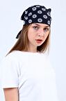Papatya Siyah %100 Pamuk Fular Bandana Siyah