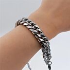316L Çelik Silver Klasik Retro Kalın Zincir Unisex Bileklik