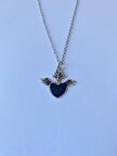 Uçan Kalp Gotik Siyah Gümüş kolye