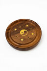 Yıldızlı Yin Yang Ahşap Tütsülük / Wooden Incense Holder with Yin Yang & Stars Design