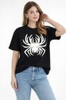 buğrahayalin Örümcek Baskılı Tişört Kısa Kollu Bisiklet Yaka T-Shirt - Siyah