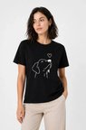 buğrahayalin Köpek Figürlü Minimal Baskılı Tişört Kısa Kol Yazlık T-Shirt - Siyah