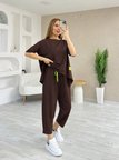 buğrahayalin Kadın Kısa Kollu Bisiklet Yaka Viskon Iki Iplik Bluz Ve Pantolon Ikili Takım