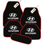 Siyah Kırmızı Renk Hyundai Logolu Araç Halı Paspas Takımı 5 Parça – Şık, Dayanıklı ve Kolay Temizlenebilir
