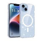 Apple iPhone 15 Plus Uyumlu Kılıf Simli Şeffaf Magesafe Özellikli PC Hlt-SimliPC
