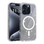 Apple iPhone 16 Pro Uyumlu Kılıf Simli Şeffaf Magesafe Özellikli PC Hlt-SimliPC