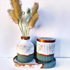 bakır-küf yeşili beton 3 lü dekorasyon seti