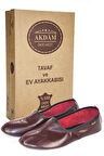 "%"100 Deri Hac Umre Tavaf ve Ev Ayakkabısı Bordo