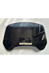 MOTOCAM Rüzgar Saptırıcı Deflektör Camı 2 Delikli 3.5cm 35x15cm Siyah Renkli   (APARATSIZDIR)