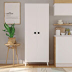 2 Kapaklı 5 Raflı MEGA Çok Amaçlı Mutfak Dolabı Banyo Dolabı Beyaz