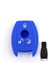 Mercedes Cls Cla Amg C180 E200 W204 Silikon Anahtar Koruma Kılıfı 3 Tuşlu Model Mavi