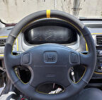 Honda Civic 2001 Euro Araca Özel Direksiyon Kılıfı (Noktalı Alcantra Sarı Yüzüklü)