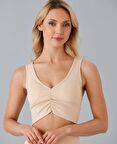 Aurafit Kadın Önü Büzgülü Arkası Çapraz Kaplı Croptop/Büstiyer