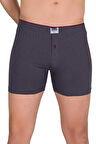 %100 Pamuklu Havlu Bel Düğmeli Füme Erkek Boxer 6'lı Paket