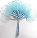 Mavi Tül Raket Nikah ve Bebek Şekeri Süsü 50 ADET