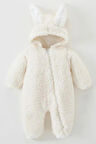 Kız Erkek Bebek Ve Çocuk Peluş Tavşan Tasarımlı Kışlık Tulum