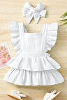Kız Bebek Ve Çocuk Fırfırlı Müslin Elbise