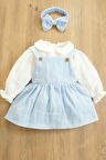 Kız Bebek Ve Çocuk Gömlekli Bandanalı Müslin Elbise
