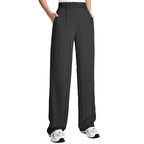 X Nurbeli Siyah Kadın Cırt Kapama Lastikli Palazzo Pantolon