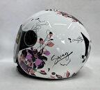 Sway 715 Yarım Kask İris Pembe Beyaz Renk Aynalı Renkli Vizör XS