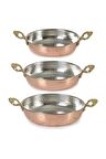 Bakır Sahan Seti Omlet Yumurta Tavası  3 Lü