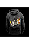 Money Money Money Baskılı Kapüşonlu Sweatshirt Hoodie Kalın Kumaş 3 İplik Şardonlu